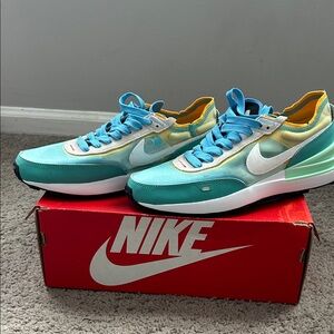 CUSTOM STRIPE Nike Athletic Shoes - Blue and Yellow